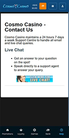 cosmo casino support